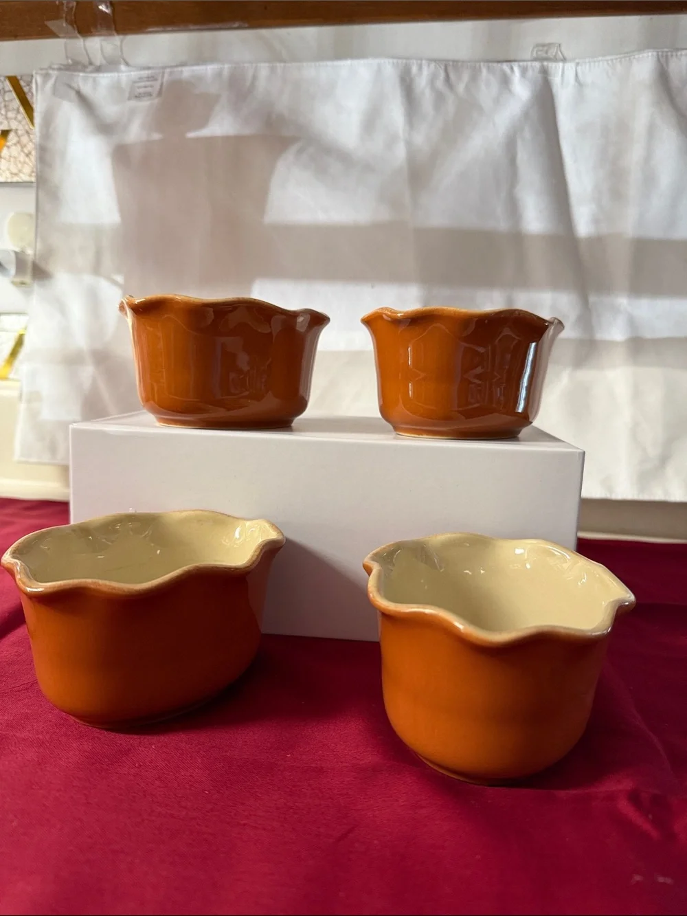 Tangerine Orange Ramekin Flower Bowls